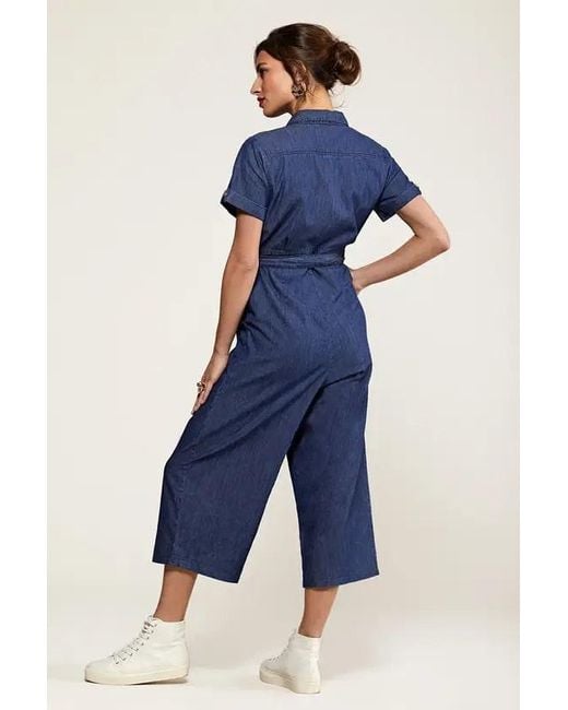 Yumi' Blue Button Denim Jumpsuit