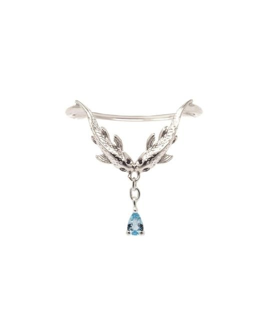 NASI SILVER Metallic Two Wishes Wishbone Ring- Topaz