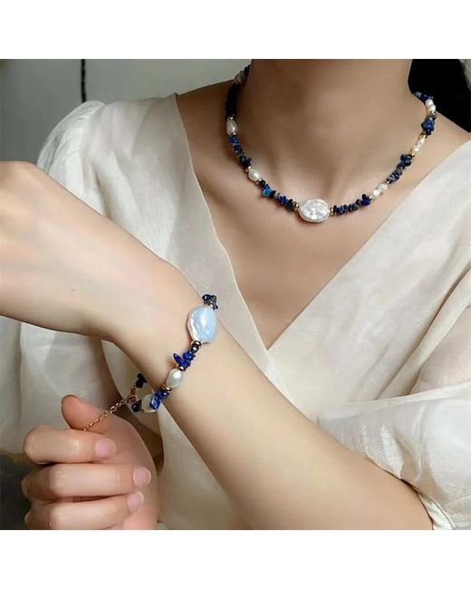 Angel Barocco Blue Lapis Lazuli Baroque Pearl Bracelet