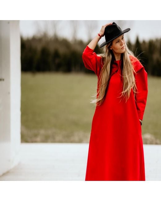 Nola Red Lily Midi Dress