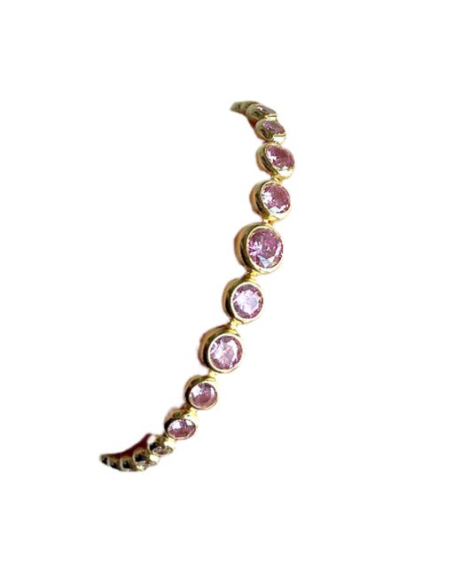 Laura Gray Metallic Diamond Crystal Round Bezel Tennis Bracelet