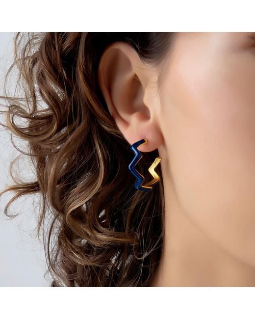 Milou Jewelry Blue Zig Zag Hoop Earrings