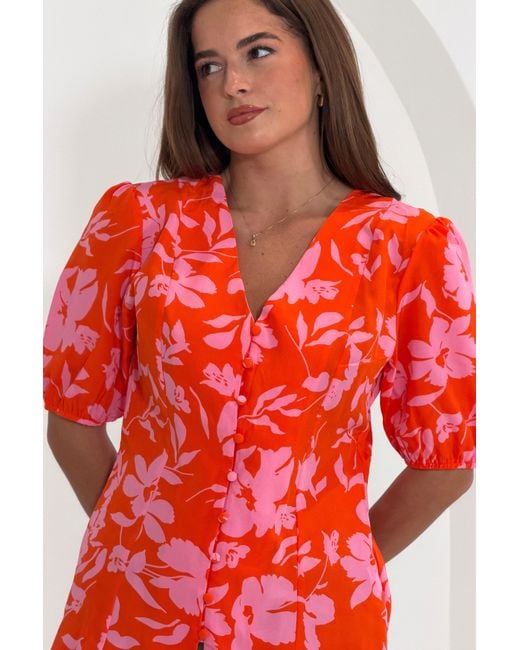 Girl In Mind Red Mabel & Floral Blouse