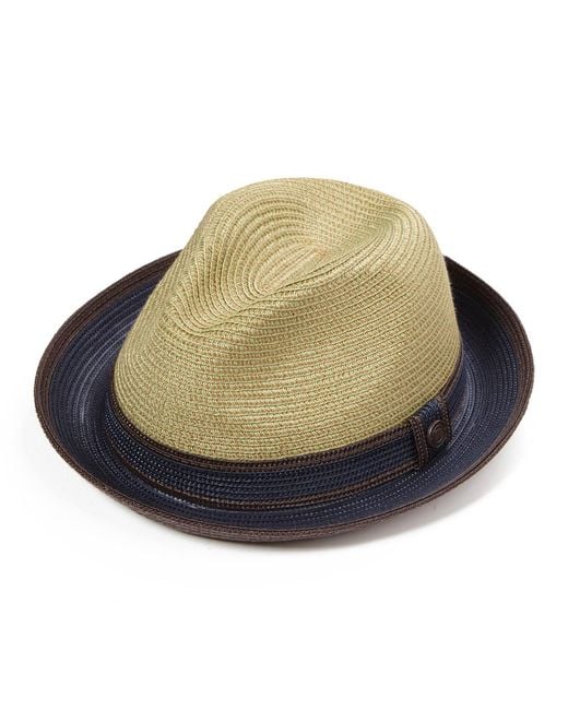 Dasmarca Hats Green Benson Summer Trilby Hat With Two Tone Contrast Brim for men