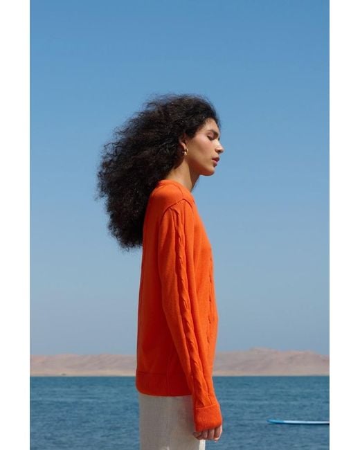 La Granni Orange Cable Crewneck