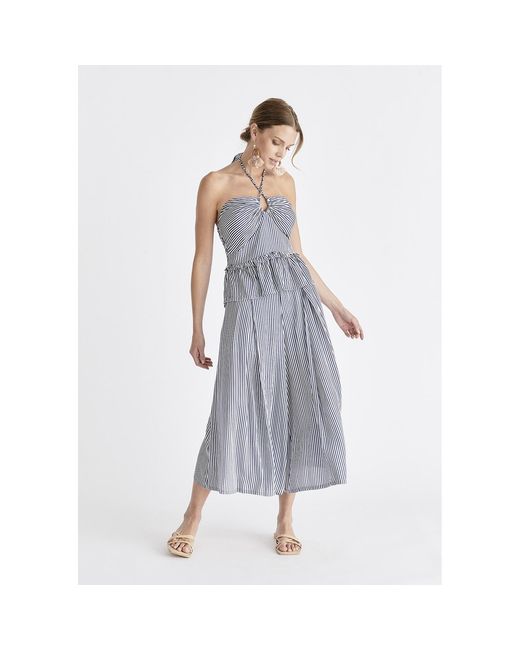 Paisie Blue Belted Pleated Culottes