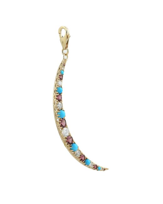 Artisan Blue Tourmaline Crescent Pendant With Diamond