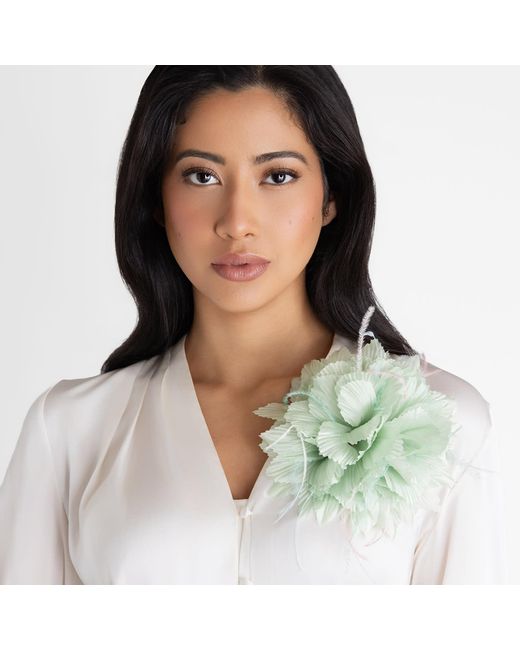 Helena Simon Green The Mint Chrysanthemum Duster Floral Brooch