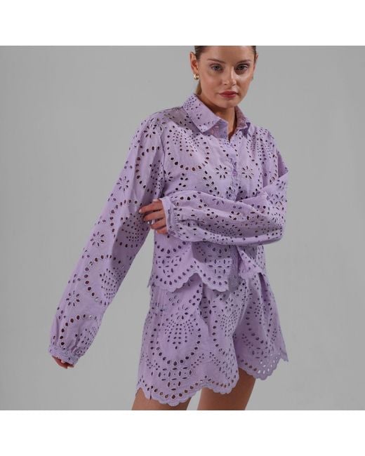Thisisu Collection Purple Solstice Short -High Waist Broderie Short