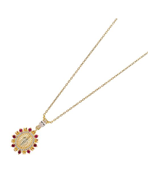 Ebru Jewelry Metallic Pink & Gold Virgin Marry Diamond Pendant Necklace