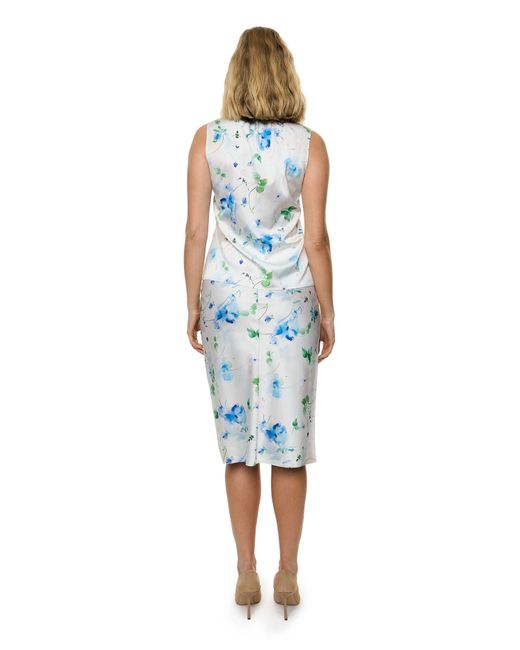 Carloslines Blue Bow Tie Sleeveless Blouse