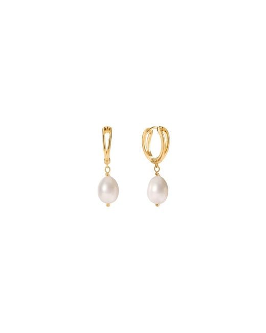 Vanhi Metallic Freshwater Pearl Charm Hoops