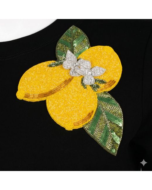 House of Laines London Black Laines Couture Embellished La Dolce Vita Lemons T-Shirt