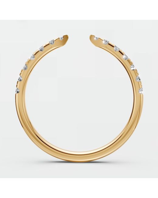 Aya Fine Jewelry Metallic Open Cuff Lab Diamond Pave Minimalist Stacking Ring