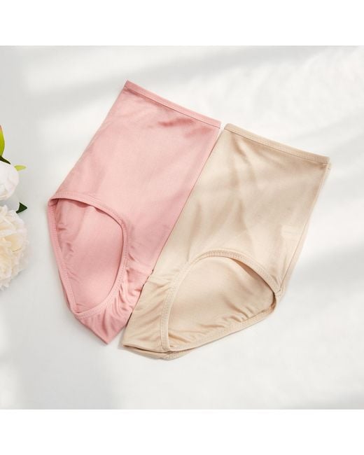 Soft Strokes Silk Pink Set Of Two Knitted Silk Mid Rise French Cut Pantie Shimmer Collection