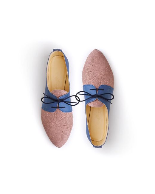 Escarpins Oxfords En Cuir Verni NUDE - Taille US 6 (Femme) - Couleur Beige - Modèle Plat Occasion