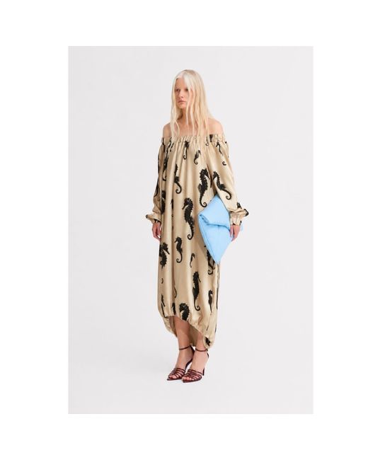 Julia Allert Natural Neutrals Ivory Off-Shoulder Seahorse Loose-Fit Dress – Capsule Edition