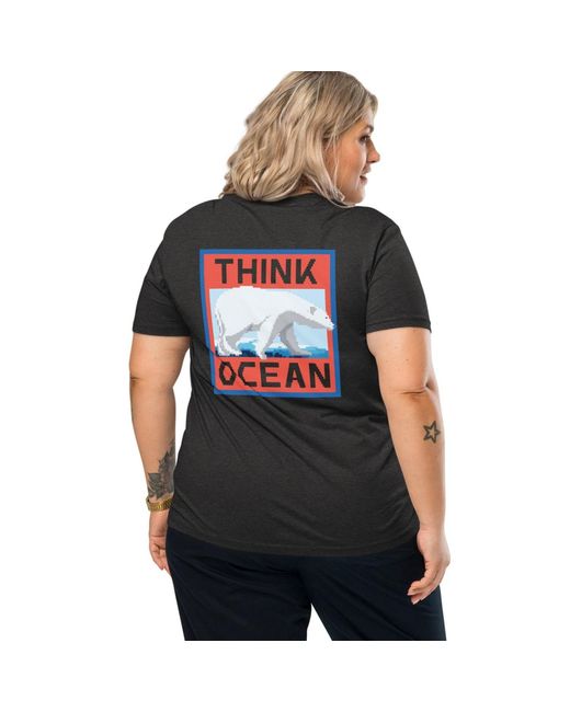 Anchor and Crew Black Heather Think Ocean Polar Bear Pixel Art Organic Cotton T-Shirt