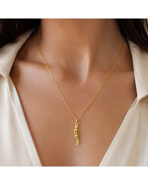 Unaloe Metallic Plated Sterling Blindfold Goddess Italian Horn Pendant Necklace