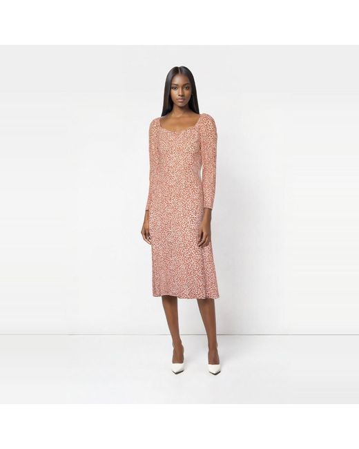 2KStyle Pink Cecilia Floral A-Line Viscose Midi Dress