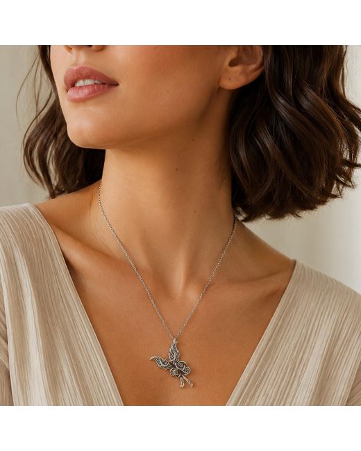 Unaloe Metallic Sterling Rose & Leaf Necklace For – Handmade Floral Statement Jewelry
