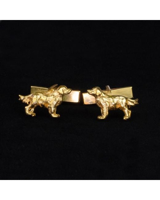 Simon Kemp Jewellers Metallic Golden Retriever Cufflinks Eighteen Carat On Recycled Sterling for men