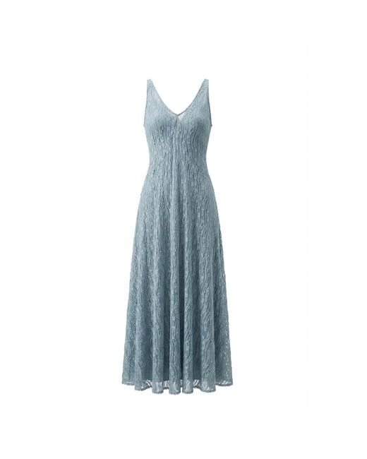 Belsize25 Blue Trumpet Dress Flared Sleeveless Sheer Lace Knit Dress