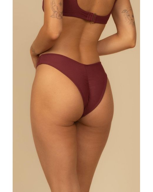 Montce Red Sporty Lulu Zig-Zag Stitch Bikini Bottom