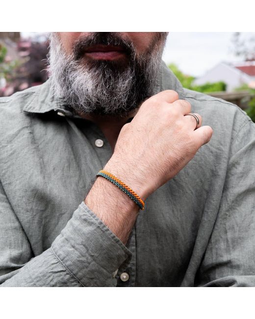 Harbour Uk Blue Bronze Beads & Aqua With Rope Bracelet For for men