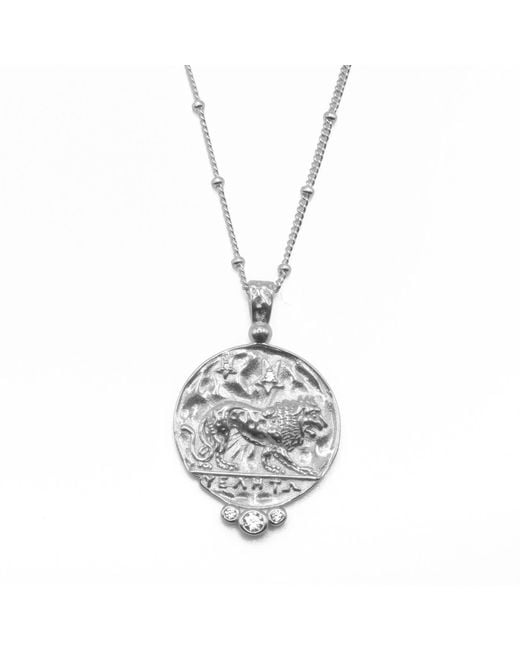 Aaria London Metallic Clio Lion Necklace