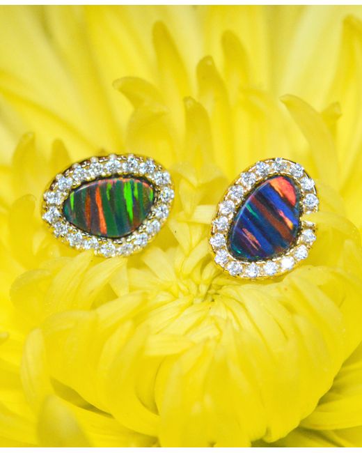 KAMARIA Blue Opal Pebble Stud Earrings