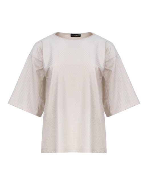 Conquista Natural Neutrals Oversized Jacquard Cotton-Blend T-Shirt With Elbow-Length Sleeves