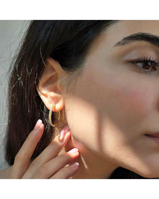 Harfi Metallic Round Plated Hoop Earrings With Certified Austrian Crystals