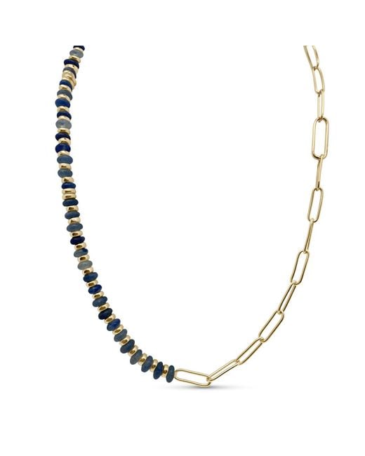 Clemence Wren Metallic Jade Stone Paperclip Necklace
