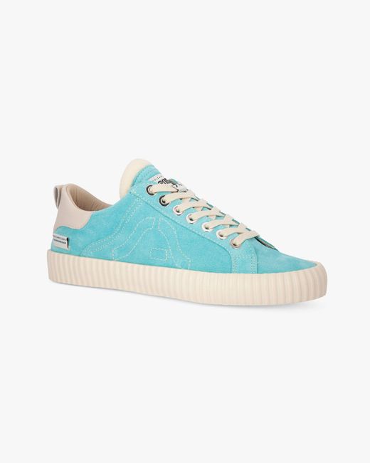 Springa | Unique Vulcanized Sneakers Italian Handmade Blue Wavy Suede Sneakers for men