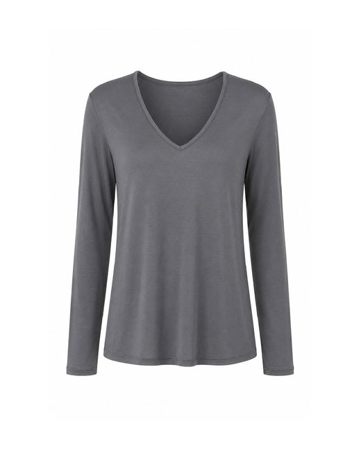 Conquista Gray Essential Fluid V-Neck Top