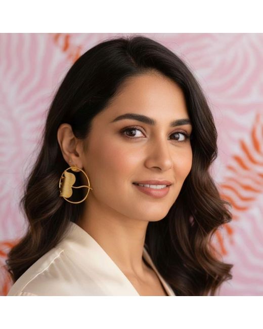 Meraki by Rashmi Bajaj Metallic Tulip Plated Hoop Earrings