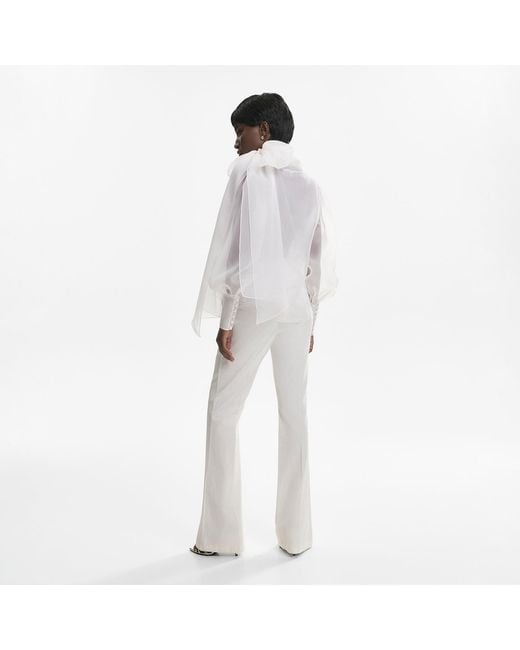 Lita Couture White Sheer Organza-Silk Blouse