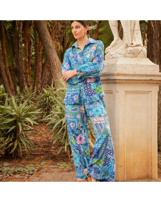 Introvertie VIENNA Blue Johnny Silk Palazzo Pants