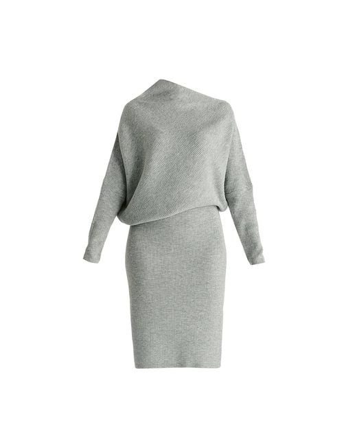 Paisie Gray Draped Knitted Dress