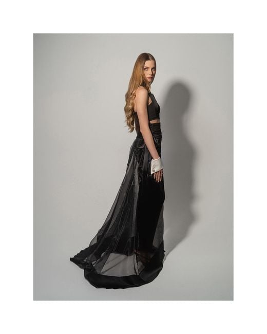 Tia Dorraine Black Hypnotic Glow Sheer Organza Overskirt