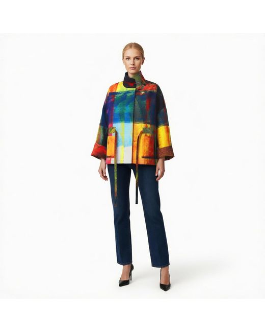 Maxjenny Yellow Square Boxy Jacket Print Multi