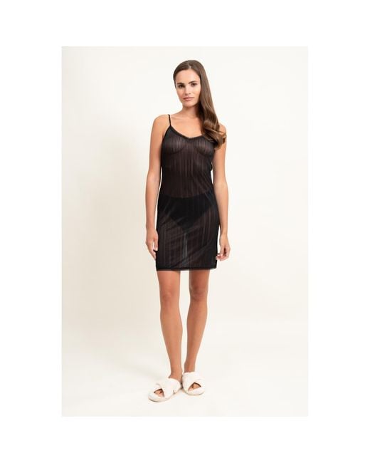 Oh!Zuza Black Ribbed Sheer Slip