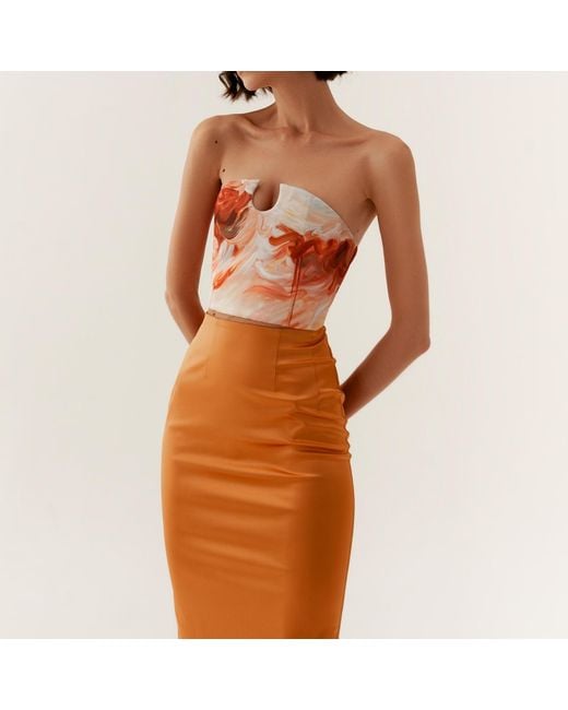 La Musa Orange Apricot Pencil Skirt