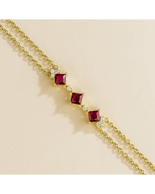 Juvetti Metallic Forma Bracelet Set With Ruby & Diamond