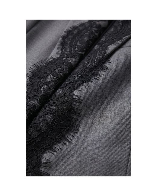 Modenaire Gray Tailored Blazer With Lace Trim Lapel
