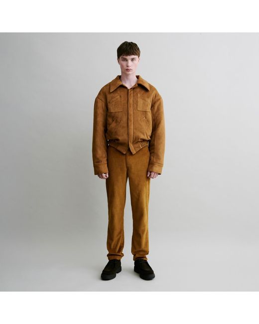 Luroq London Brown Straight Cord Trousers for men