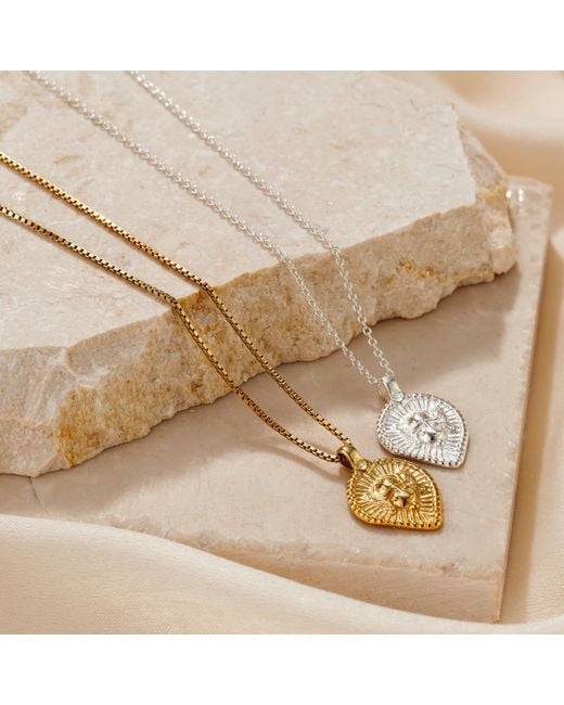 Posh Totty Designs Metallic Plated Vintage Style Teardrop Lucky Deity Charm Necklace