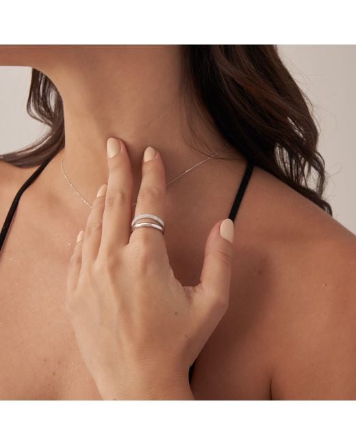 Shabella Nyc White Thin Pave Dual Ring