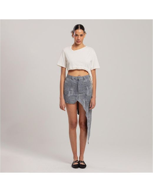 Pcfg Gray Cotton Free Heaven Cut Out Denim Skirt